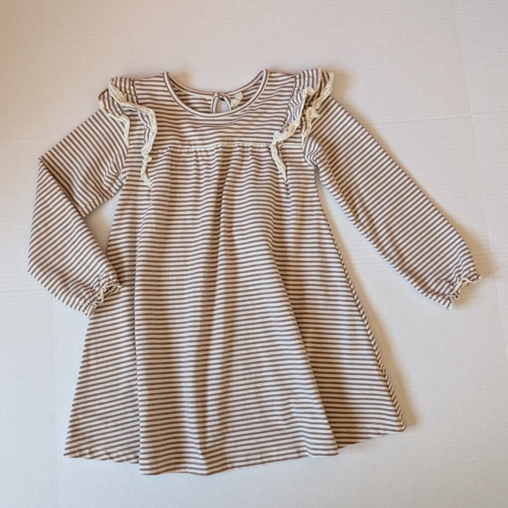 Quincy Mae long Sleeve Flutter Striped Dress 4T - 5T